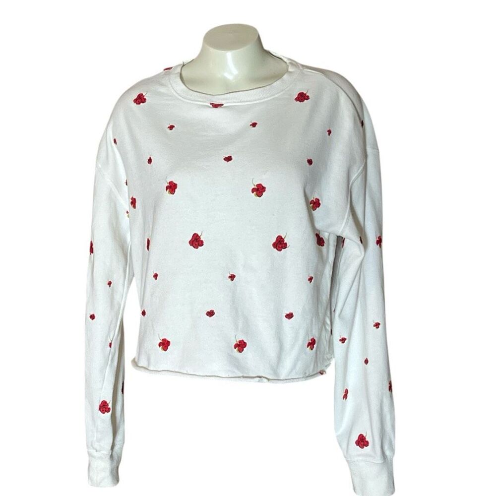 Spiritual Gangster Mazzy Cropped Floral Embroidered Sweatshirt Sz‎ M - Picture 2 of 5